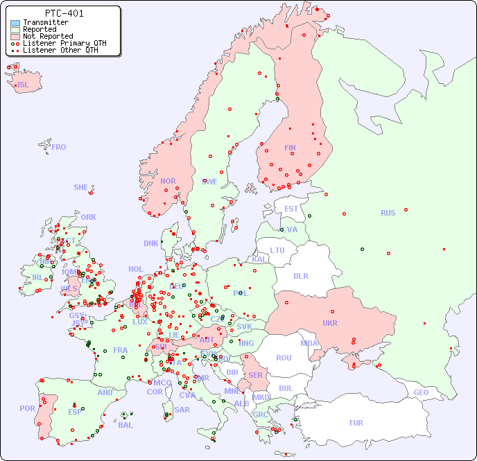 European Reception Map for PTC-401