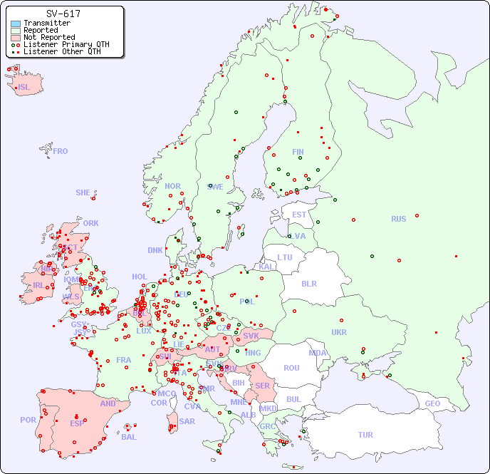 European Reception Map for SV-617