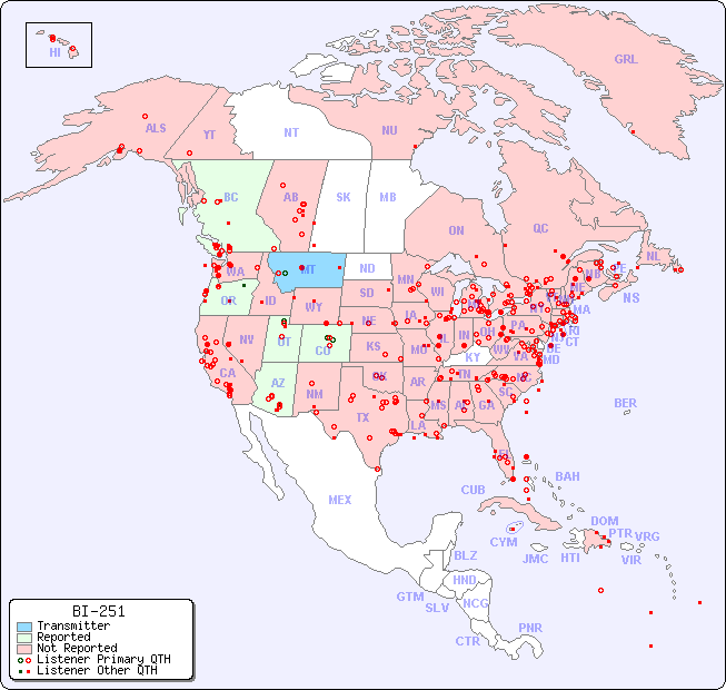 North American Reception Map for BI-251