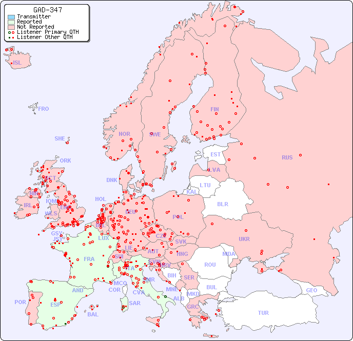 European Reception Map for GAD-347