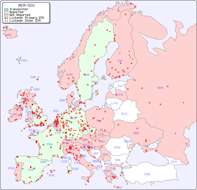 European Reception Map for MCR-500