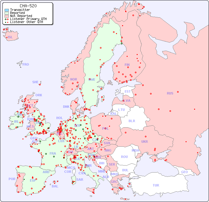 European Reception Map for CHA-520