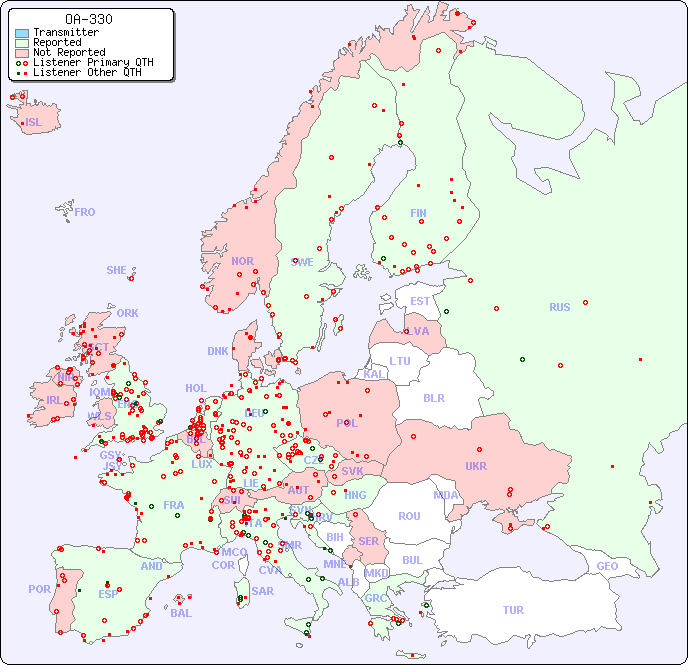European Reception Map for OA-330