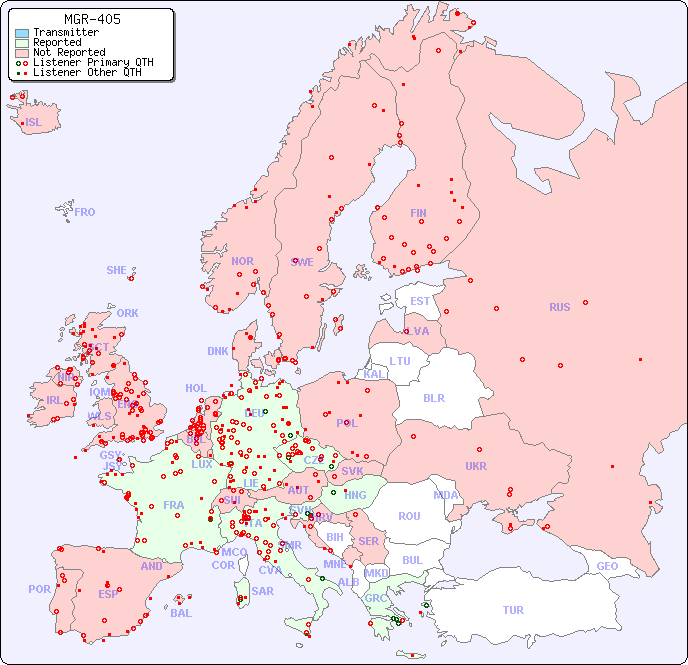 European Reception Map for MGR-405