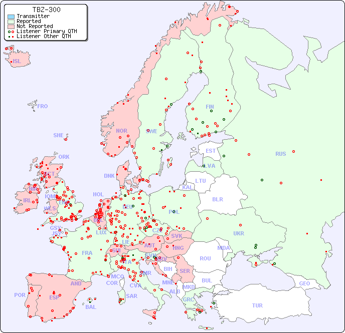 European Reception Map for TBZ-300