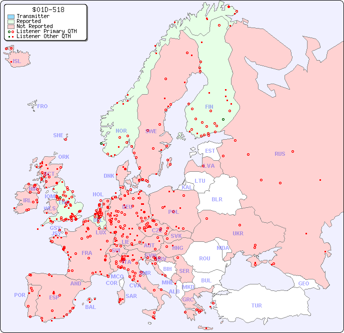 European Reception Map for $01D-518