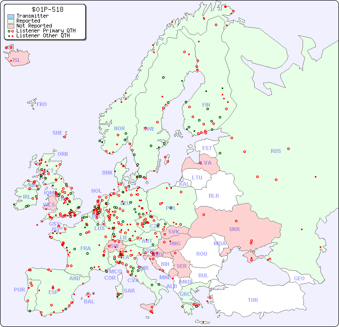 European Reception Map for $01P-518