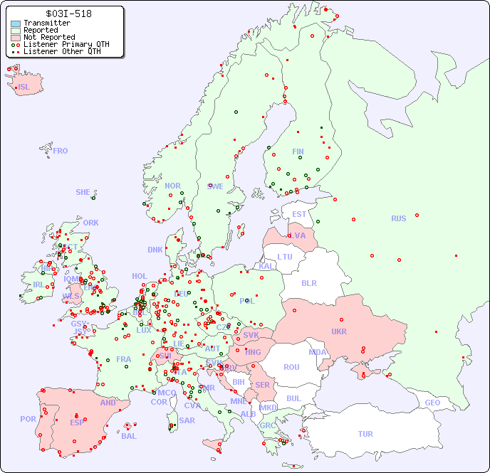 European Reception Map for $03I-518