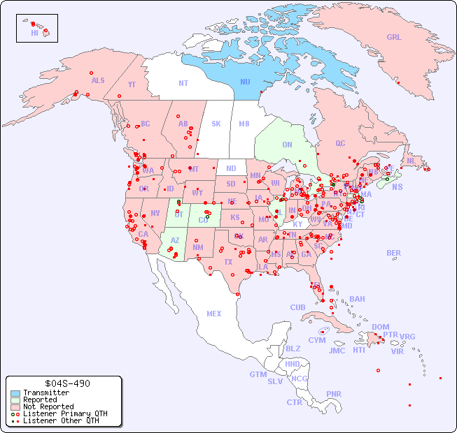 North American Reception Map for $04S-490