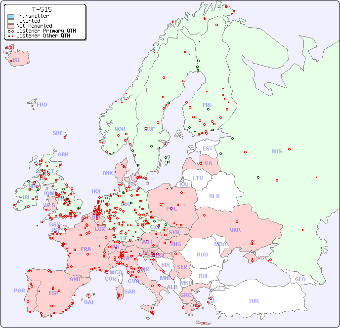 European Reception Map for T-515