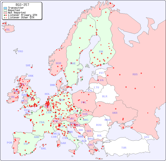 European Reception Map for BGS-357