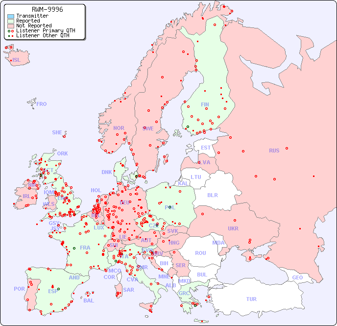 European Reception Map for RWM-9996