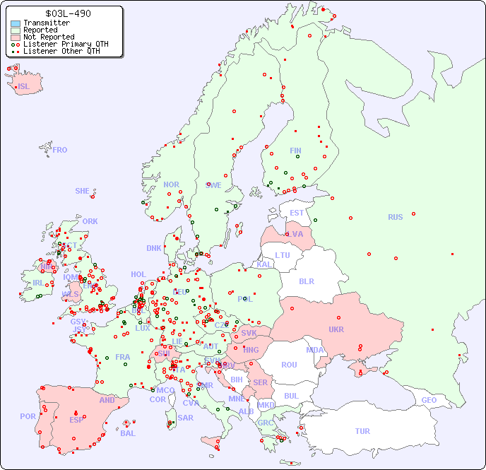 European Reception Map for $03L-490