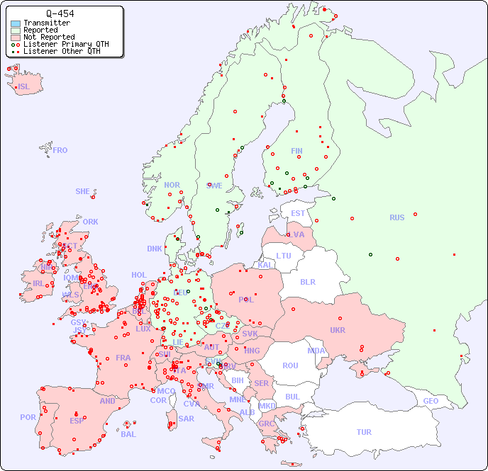 European Reception Map for Q-454