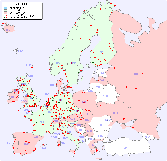 European Reception Map for MB-358