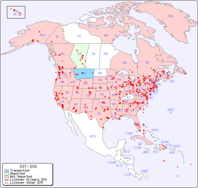 North American Reception Map for DST-308