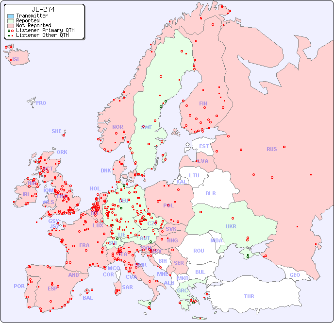 European Reception Map for JL-274