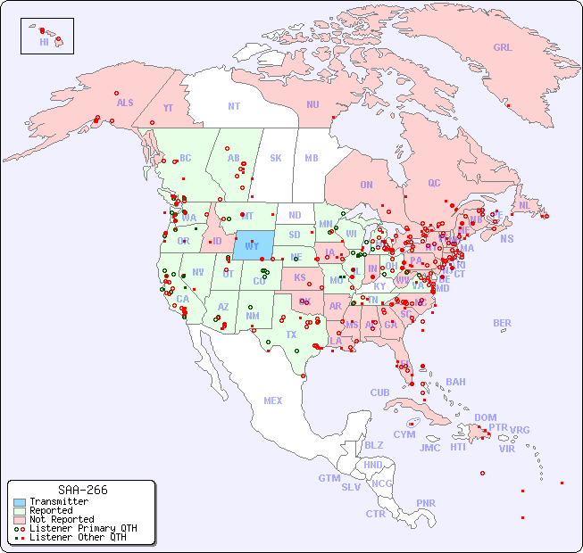 North American Reception Map for SAA-266