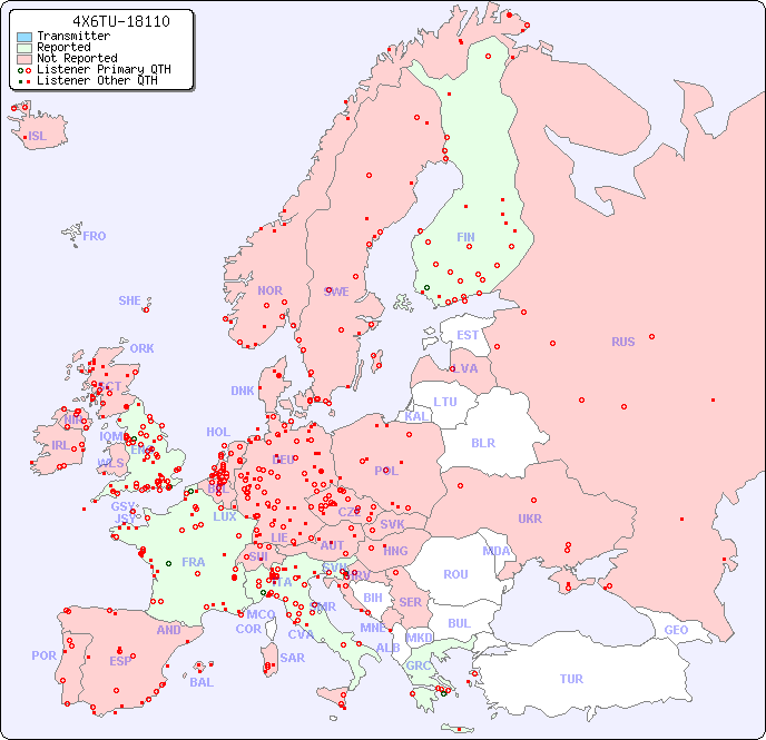 European Reception Map for 4X6TU-18110