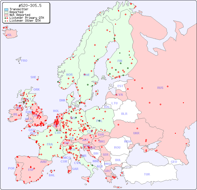 European Reception Map for #520-305.5