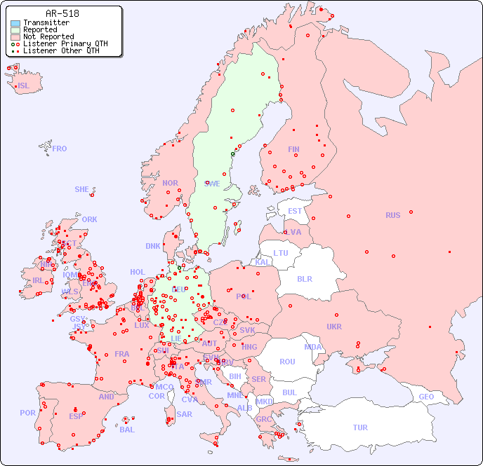 European Reception Map for AR-518