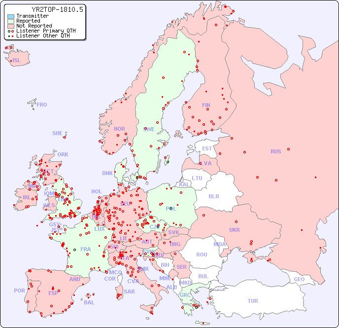 European Reception Map for YR2TOP-1810.5