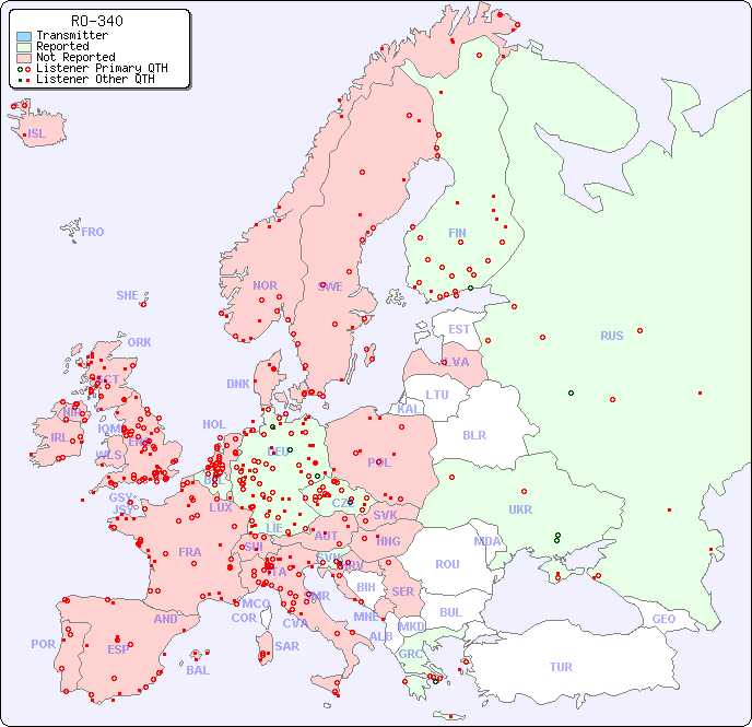 European Reception Map for RO-340