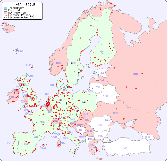 European Reception Map for #374-307.5