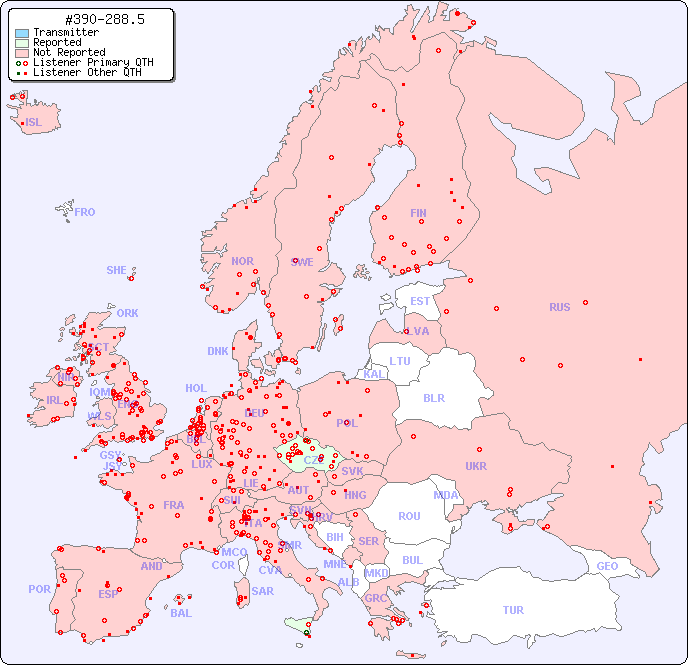 European Reception Map for #390-288.5