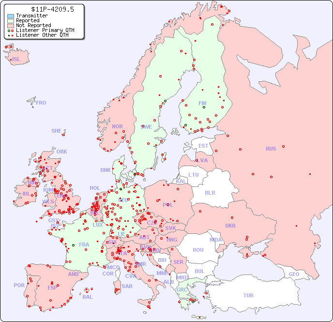 European Reception Map for $11P-4209.5