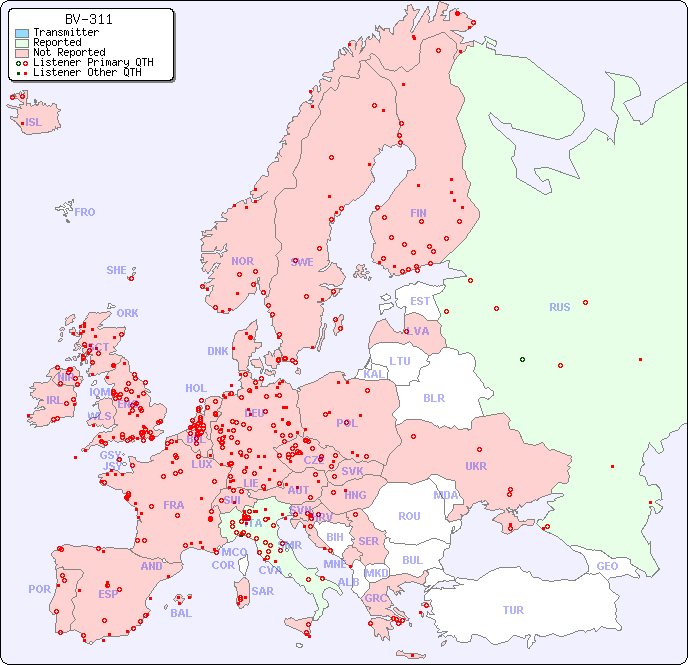 European Reception Map for BV-311
