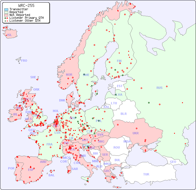 European Reception Map for WRC-255
