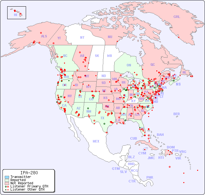 North American Reception Map for IPA-280
