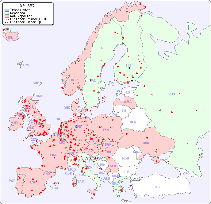 European Reception Map for XR-397