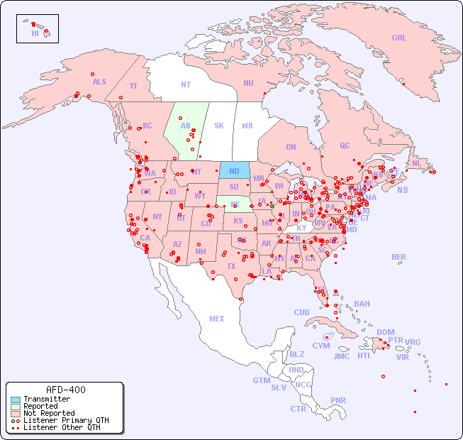 North American Reception Map for AFD-400