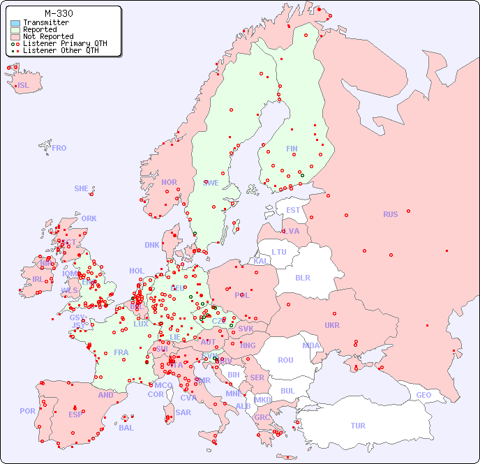 European Reception Map for M-330