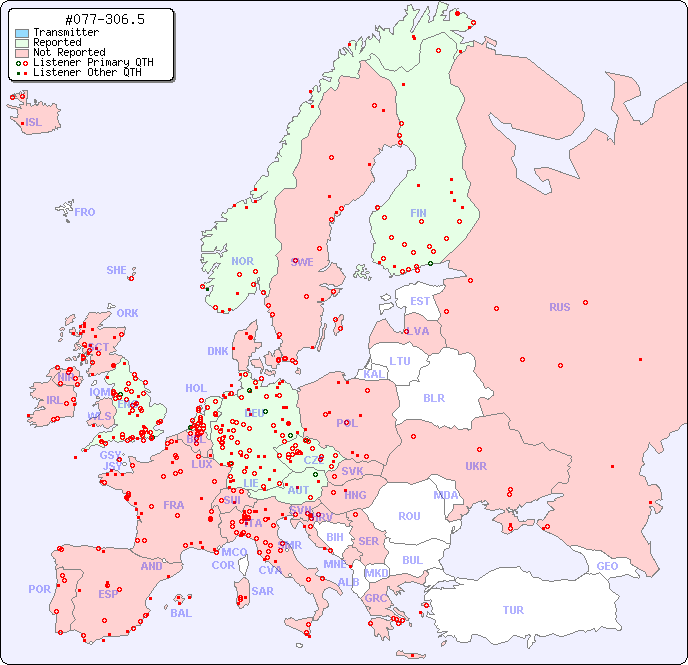 European Reception Map for #077-306.5