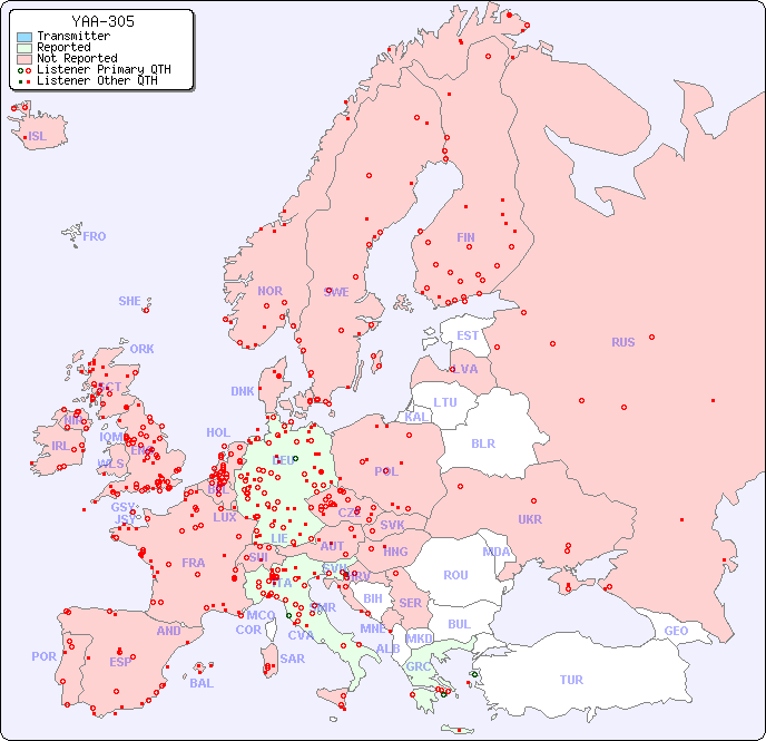 European Reception Map for YAA-305