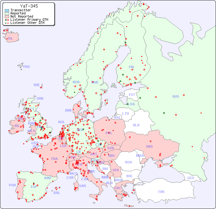 European Reception Map for YaT-345