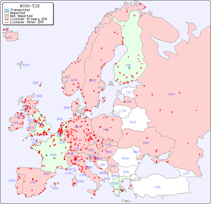 European Reception Map for $03X-518