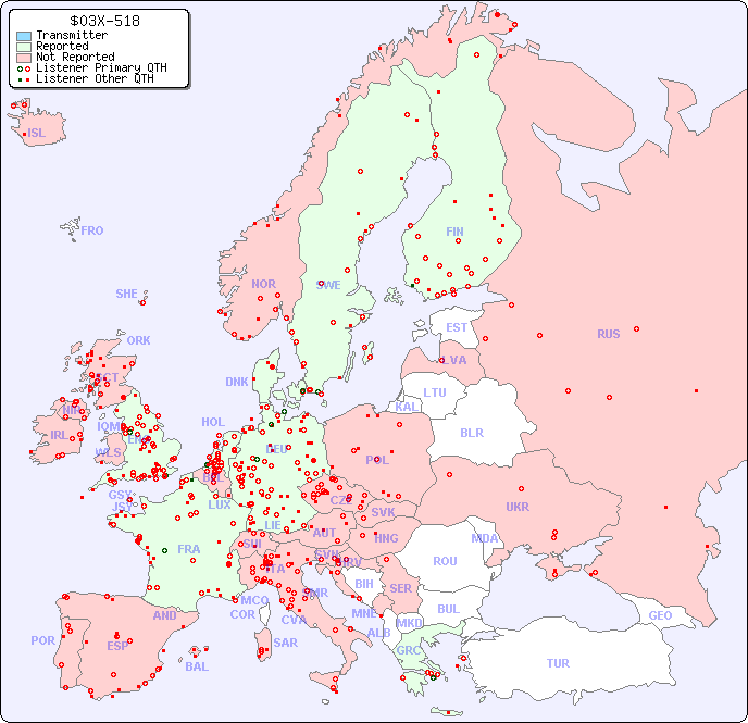 European Reception Map for $03X-518