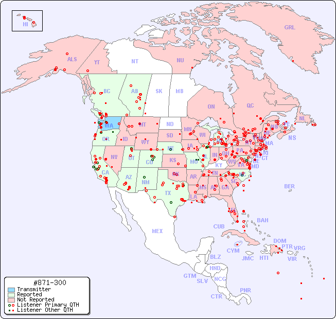 North American Reception Map for #871-300
