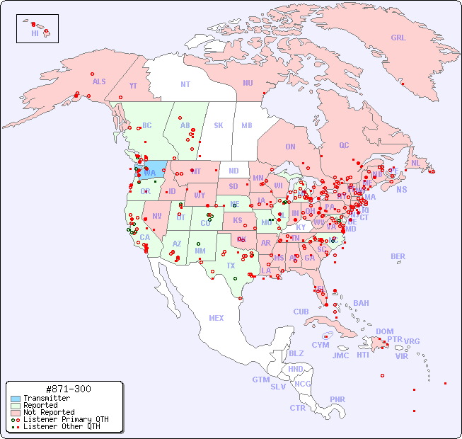 North American Reception Map for #871-300