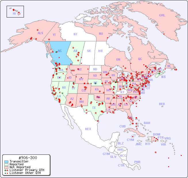 North American Reception Map for #906-300