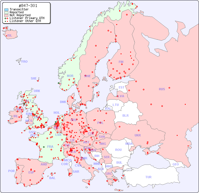 European Reception Map for #847-301