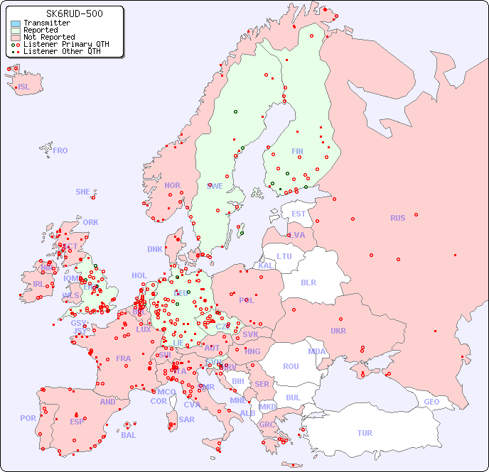 European Reception Map for SK6RUD-500
