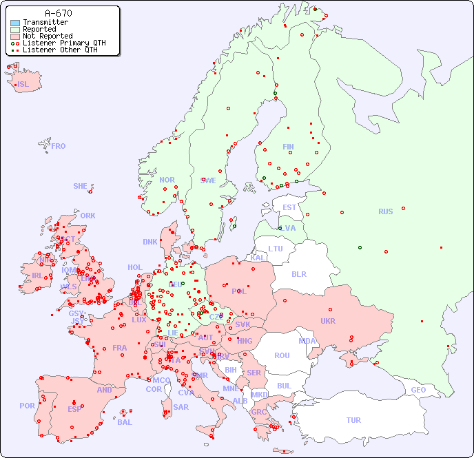 European Reception Map for A-670