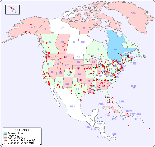 North American Reception Map for YPP-303