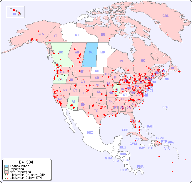 North American Reception Map for D4-304