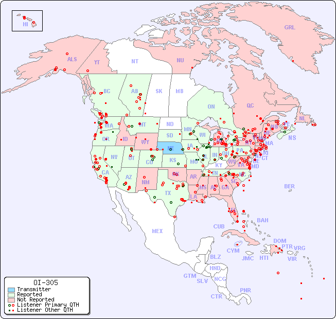 North American Reception Map for OI-305